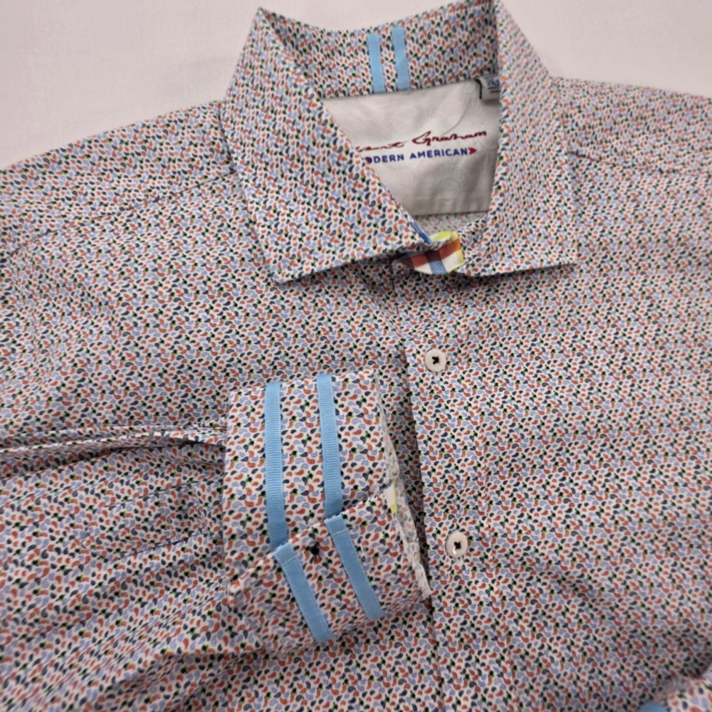 Robert Graham Modern American Mens 2XL Multi Color Micro Paisley Button Down